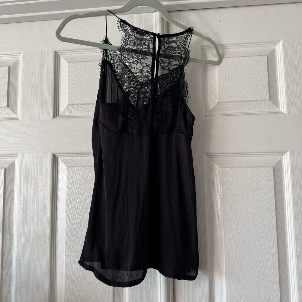 Womens Black Top Sz 2 Whimsigoth Lace Gothic Mystical Semi Sheer